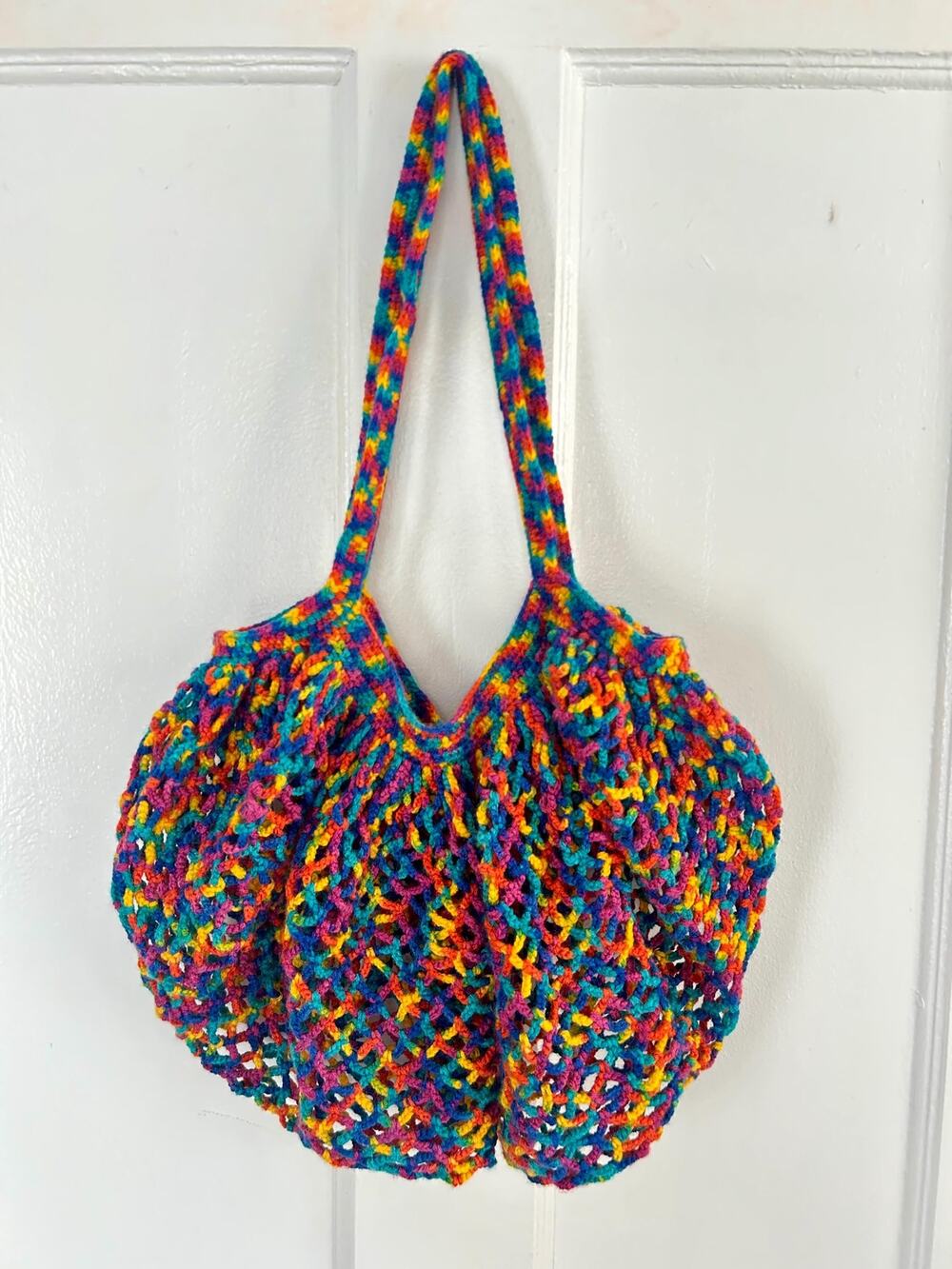 Vintage Rainbow Crocheted Market Bag | Farmers Market Reusable Tote